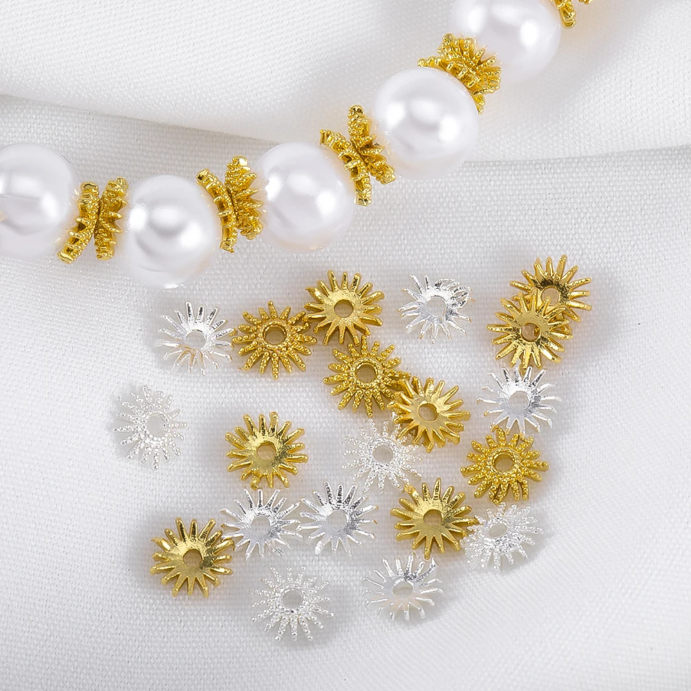 

20pcs 40pcs 18K Gold Plated Sunflower Bead Cap 6mm Caps for Bracelets Bead Spacer Jewelry Making Supplies DIY Beaded Accessories