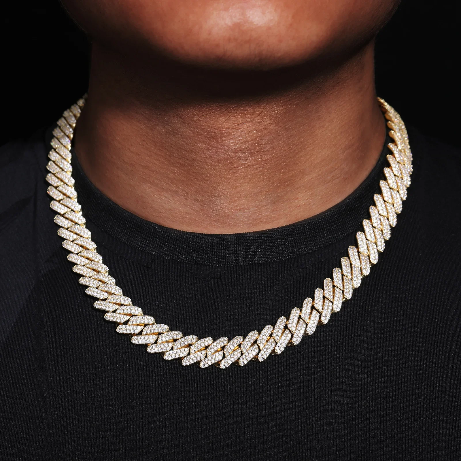 Bold Geometric Jewelry for Street Styling, Unisex 14mm Double Row Rhombus Necklace Crafted in PT950 Platinum Set with Sparkling