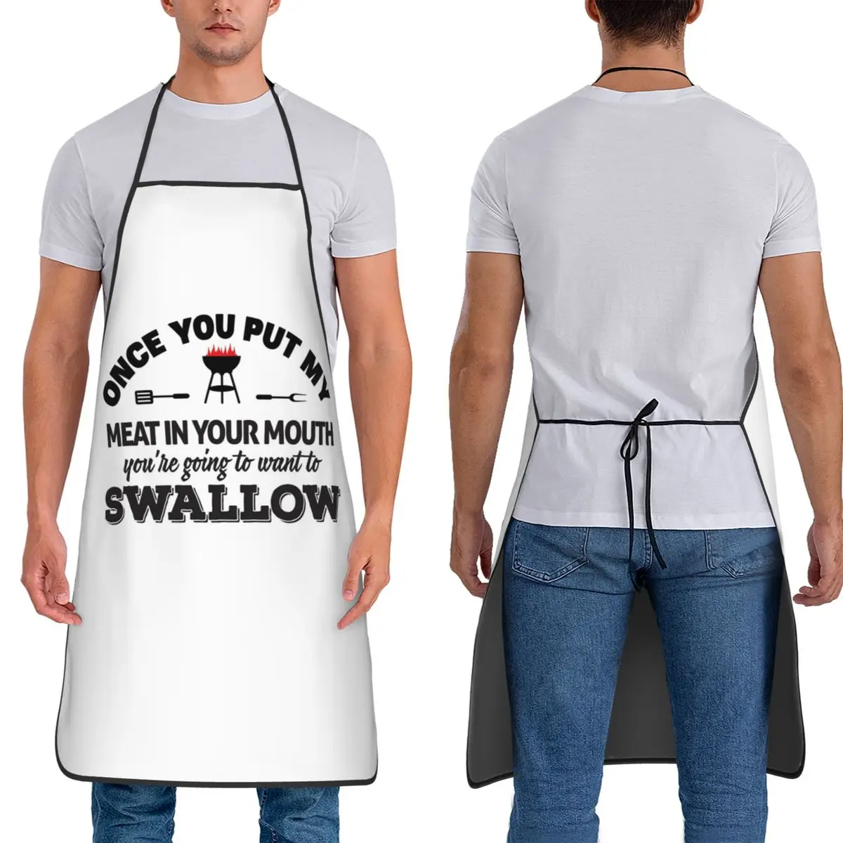 Once You Put My Meat In Your Mouth BBQ Barbecue Apron Chef Baking Tablier Bib Kitchen Cleaning Pinafore for Women Men Painting