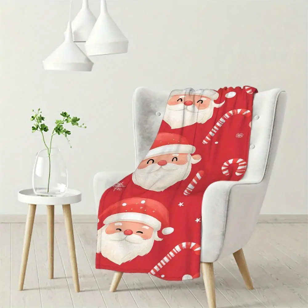 1 Cozy Santa Blanket Modern Style Four Seasons Lightweight Super Soft Digital Print Suitable for Sofa Bed Office Car Camping