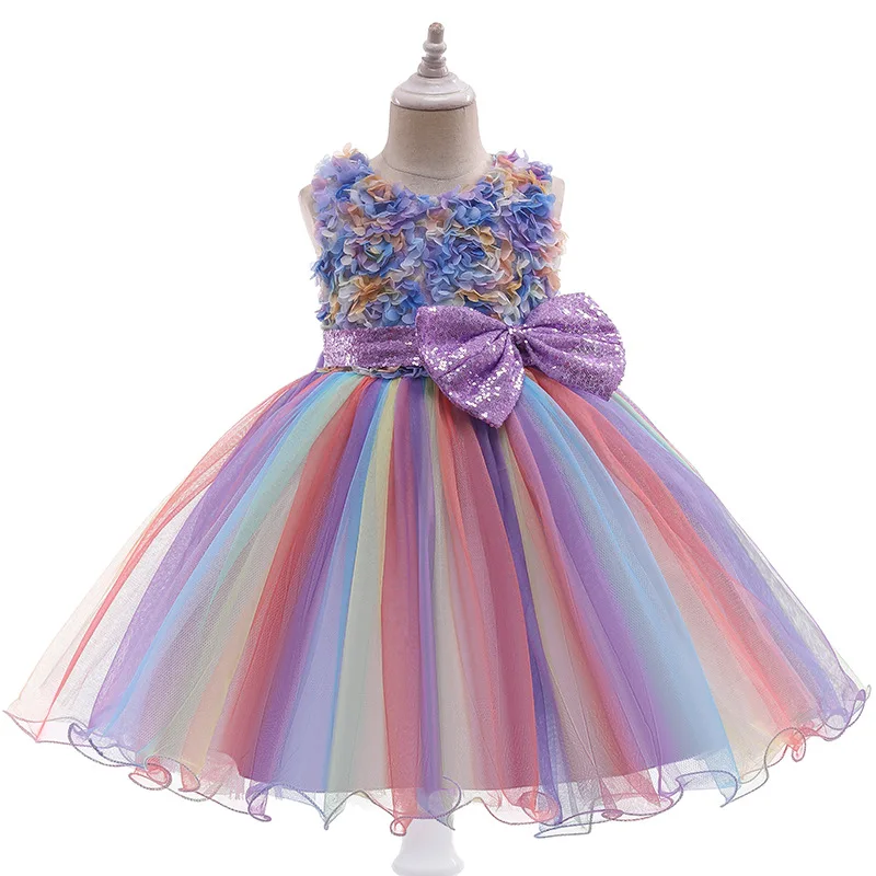 Baby Girl Dress 1-10 Year Girls Dress Flower Sleeveless Princess Dress Dress Sequin Bow Mesh Tutu Dress Birthday Party Dress