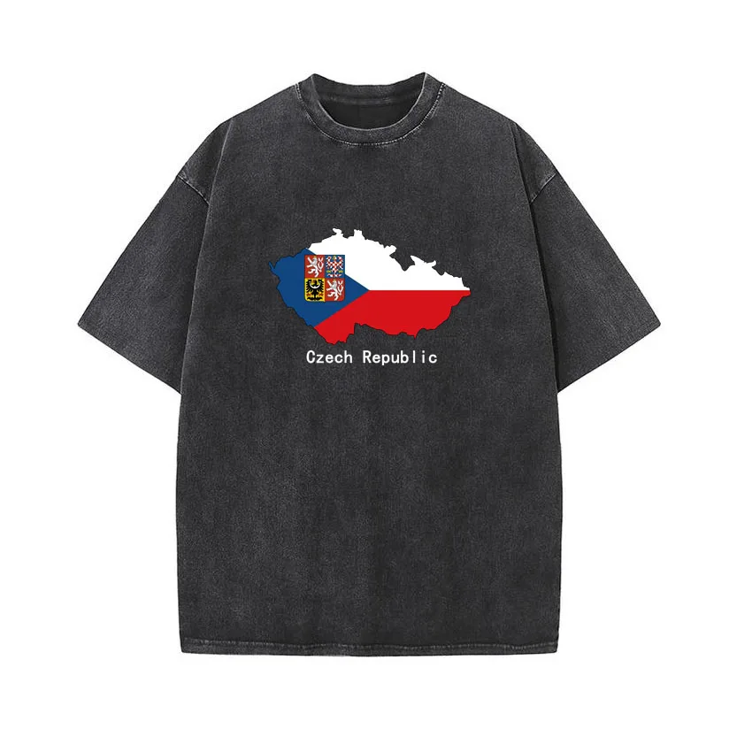 

Boy Girl T-shirt Clothes Retro Czech Republic Graphic Printed T-shirt Men's and Women's New Machine Wash Short-sleeved Top Tees