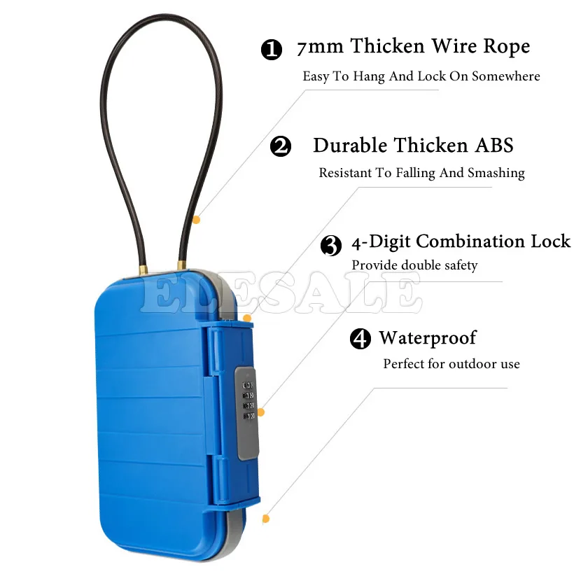 Imagem -04 - Criativo Portátil Praia Cofre Dígitos Combinação Fechadura com Fio de Aço Acampamento ao ar Livre Esportes Ciclismo Natação Segurança Caixa de Armazenamento