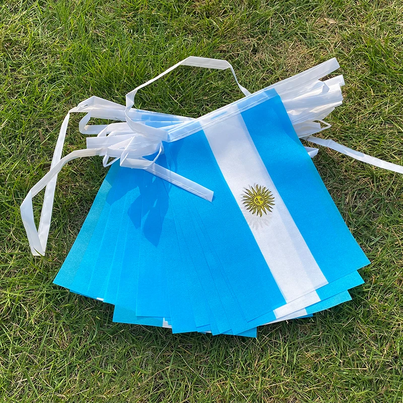 Aerlxemrbrae  20pcs/lot    Argentina   bunting flags 14x21cm    Argentina  String Banner Buntings Festival Party