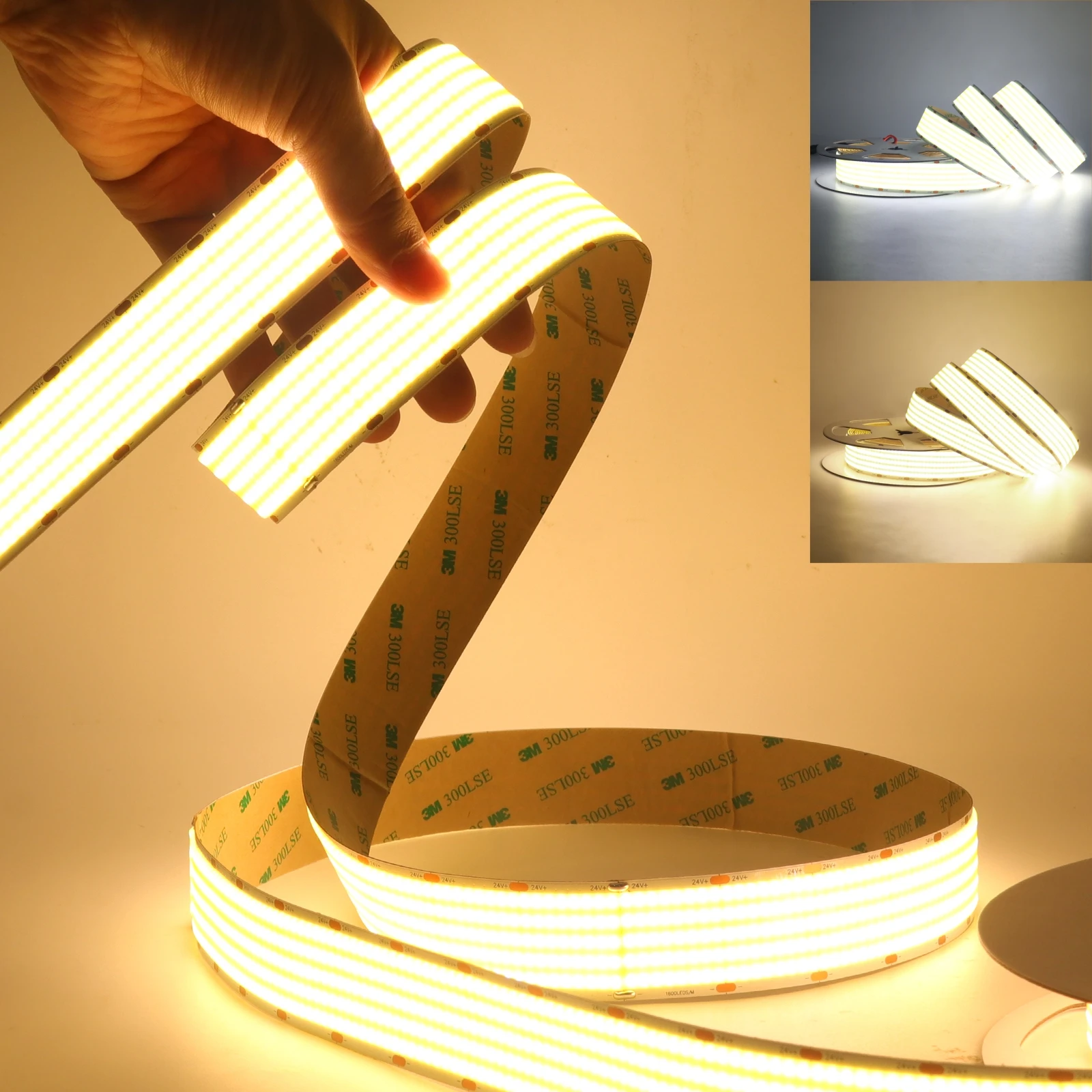 30MM Wide PCB COB LED Strip Light 24V 3000K 4000K 6000K RA90 1600LEDs/m Ultra Bright 5 Row Dimmable Flexible Ribbon Tape Lamp