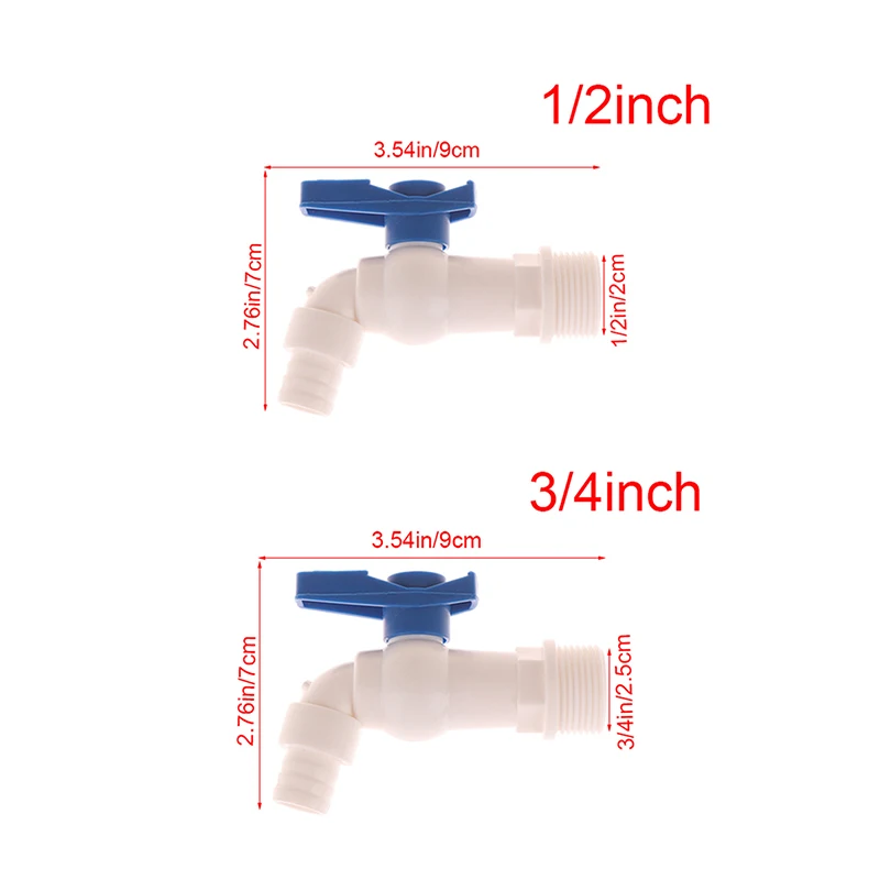 1Pc 1/2 3/4" Plastic Male Thread Water Faucet Tank Tap Adapter Drainage Faucet Aquarium Valve Replacement Tap Garden Accessories