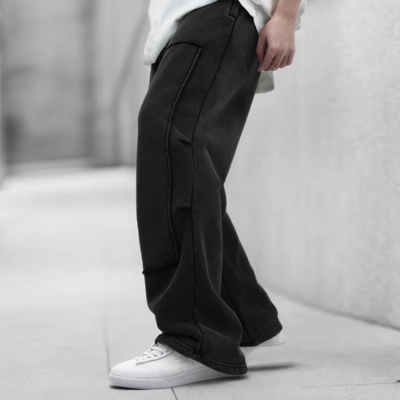 Y2K Vintage Harajuku Pants Casual High Street Pants Black Oversized Wide Leg Pants Drawstring Sweatpants Streetwear Cotton Pants