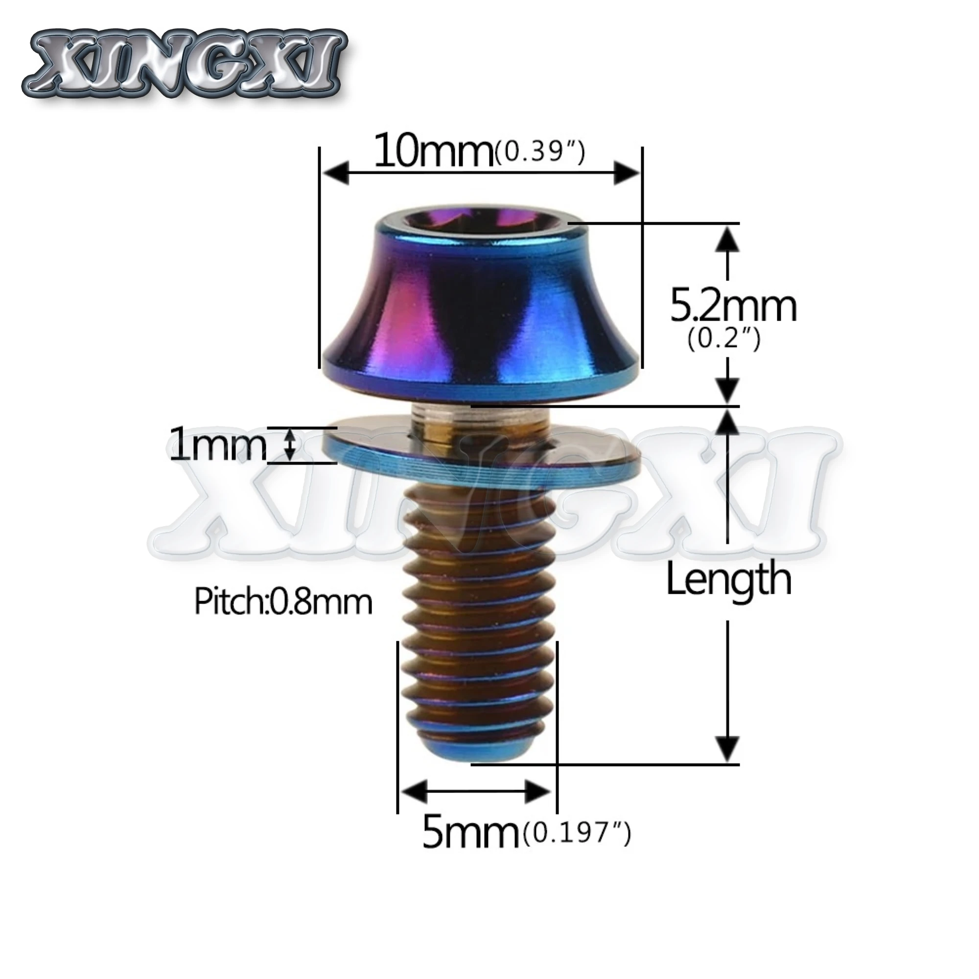 Xingxi M5x12mm Ti Alloy Bolts Titanium Screw with Washers for Bicycle Water Bottle Cage Hex Bolts Water Bottle Holder Cone Screw