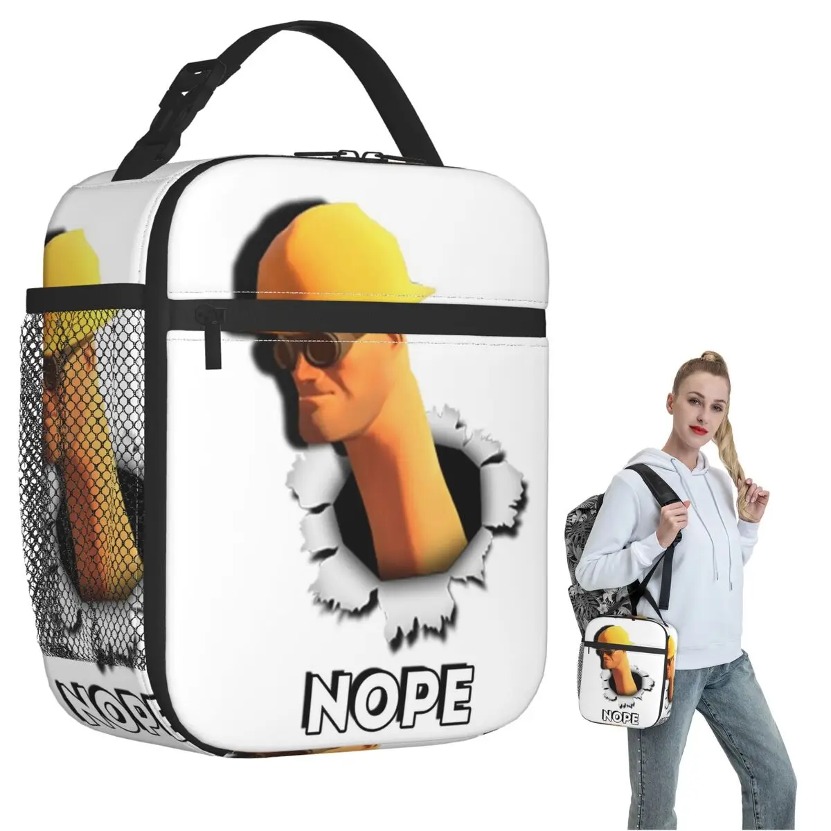 Team Fortress 2 Nope Engineer TF2 Insulated Lunch Bag for Women Kids Leakproof Food Boxes Thermal Lunch Box Tote