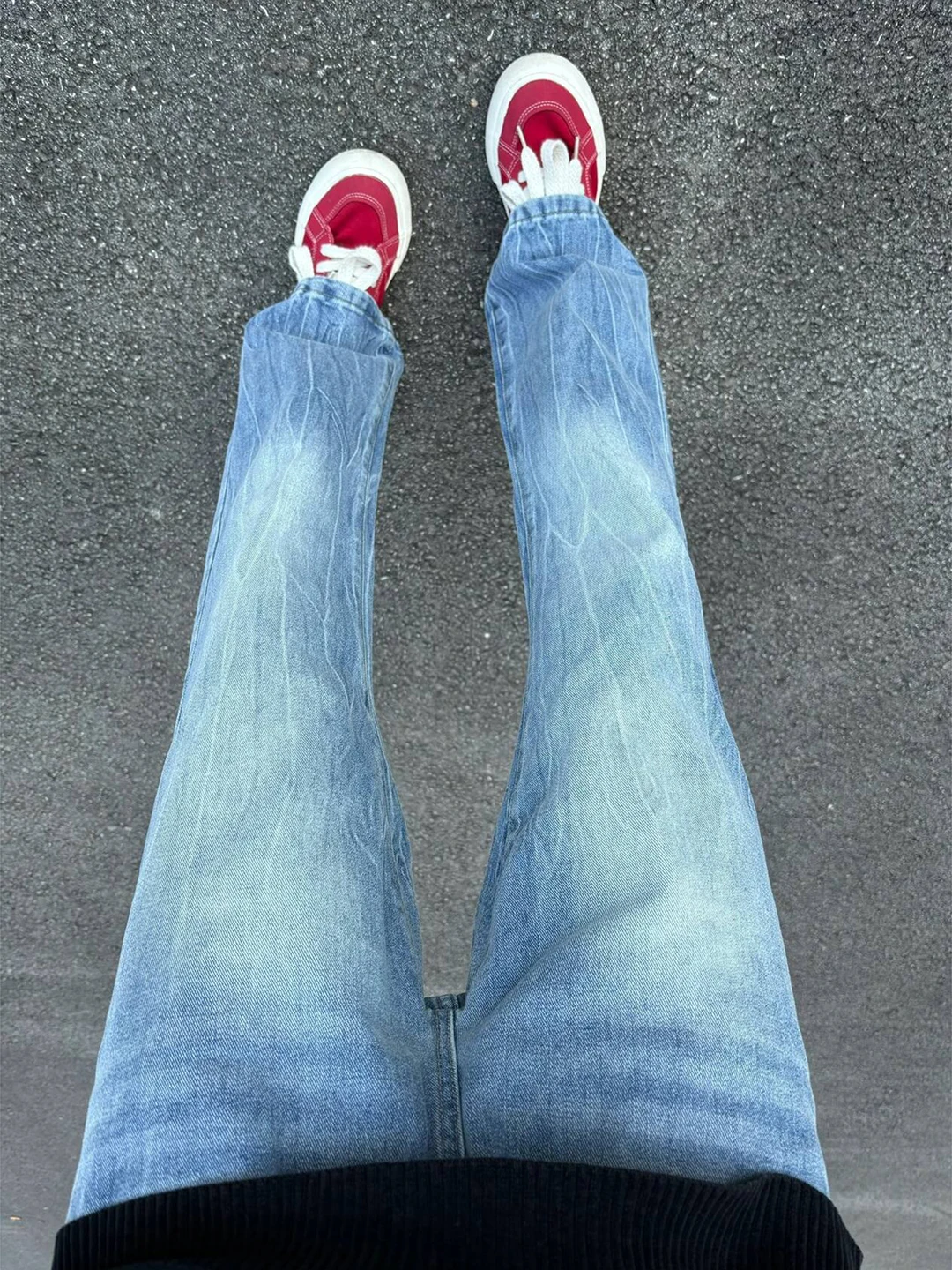 

American High Street Vibe Men's Loose Slim Straight Jeans Cleanfit Flared Pants Thunder Pattern Autumn Collection