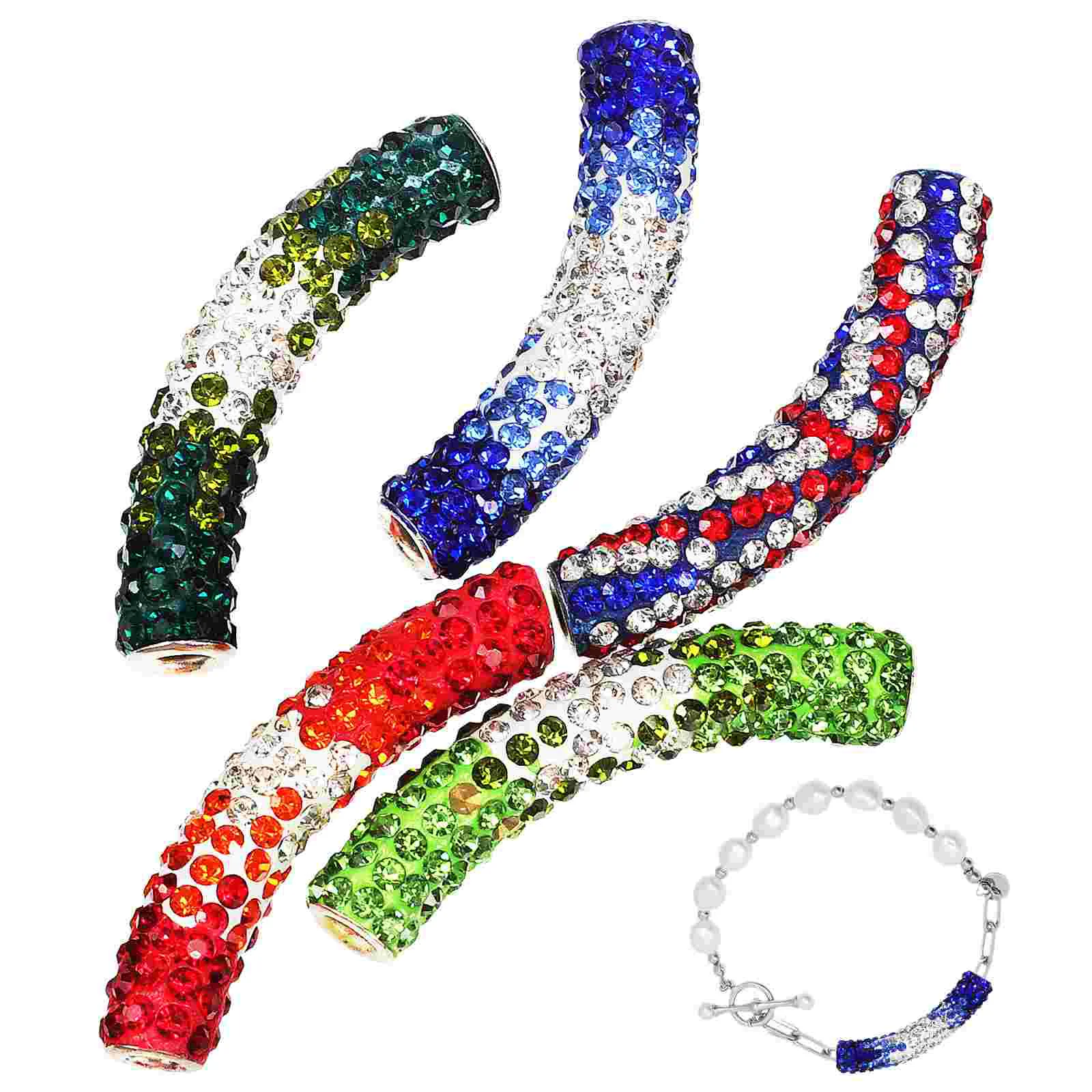 

5 Pcs Jewelry Bead Bracelet Beads for Making Gold Steel Charm Necklace Rhinestone Charms Gradient