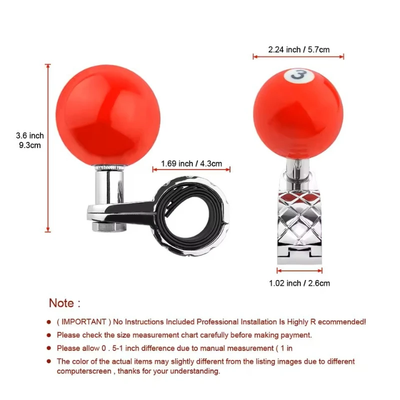 Universal Car Steering Wheel Power Ball Resin Aluminum Alloy Auxiliary Control Knob Modification Parts Car Accessories