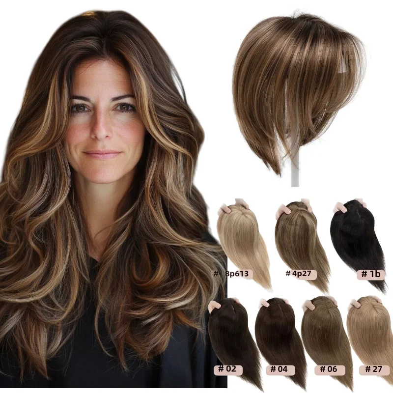 

Human Remy Hair Topper 12x13cm 30cm Straight Clip On Wig #613 P18-613 Office Work Wholesale Dropship