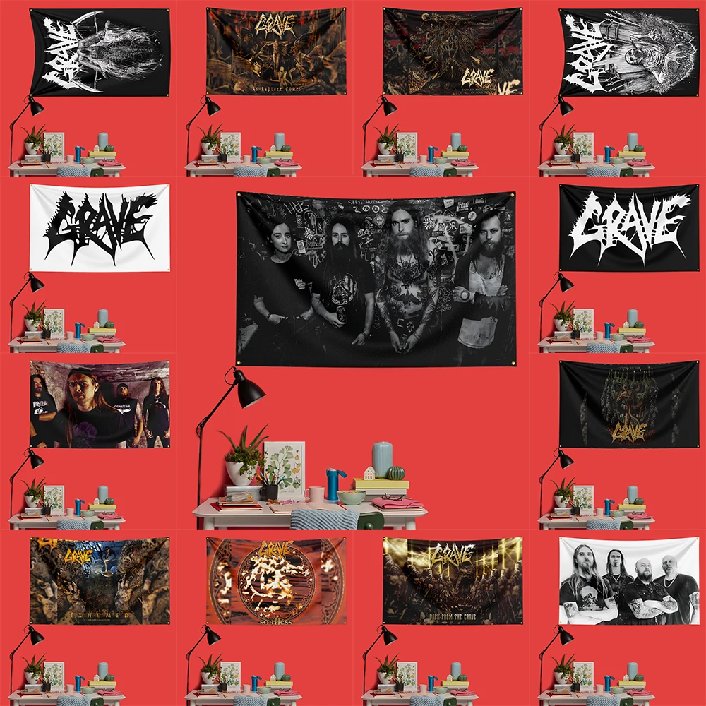 

Grave Inspired Rock Music Flag 3x5 FT 90x150cm Polyester Decorative Banner Tapestry For Music Fans Bedroom Wall Decoration