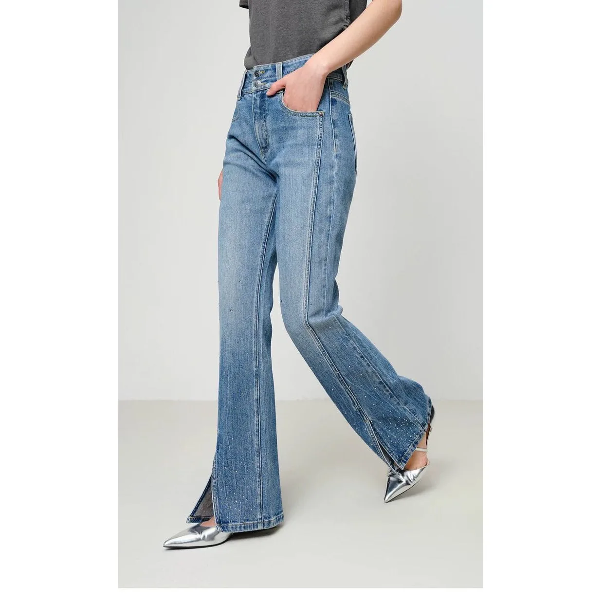 Jeans Ajustados de Cintura Alta para Mujer, Estilo Casual de Primavera, Pantalones Largos de Mezclilla Lavada, Ropa Awei