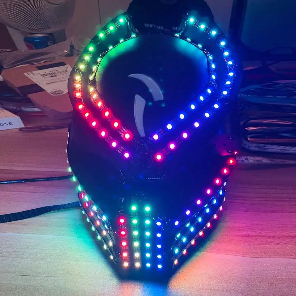 Halloween LED Helmet Costume Props for Stage Performance And Celebration Glowing Horror Design Halloween Decoration