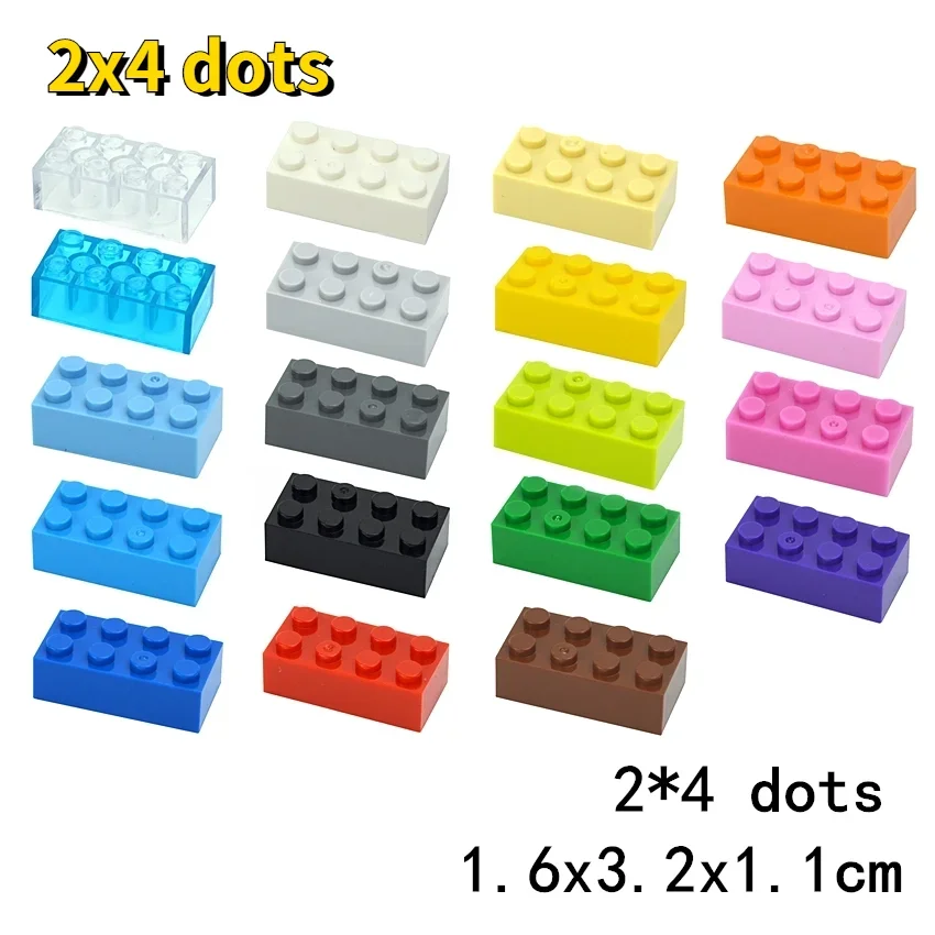 25PCS DIY 2x4 Dots Compatible With 3001 Building Blocks Thick Figures Bricks 2*4 Dots Educational Creative Size Toy for Children