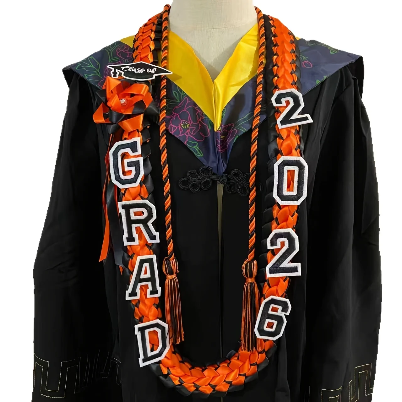 

1pcs Graduation Leis Class of 2026 Grad Ribbon Double Braided Necklaces Handmade Money Leis for Congrats Graduates Senior
