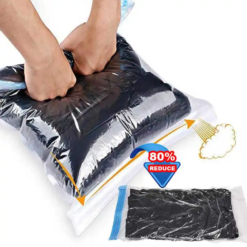 Seyahat Vakum Sıkıştırma Çantası El Roll Up 35x50 cm Şeffaf Dolap Bagaj Organizatör Space Saver Bavul Saklama Torbaları