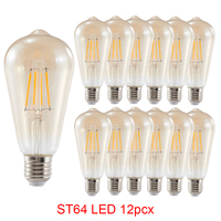 12 Edison gold ST64 dimming LED bulbs E27 4W  6W 8W  220V 2700K 6000K 360 ° power light