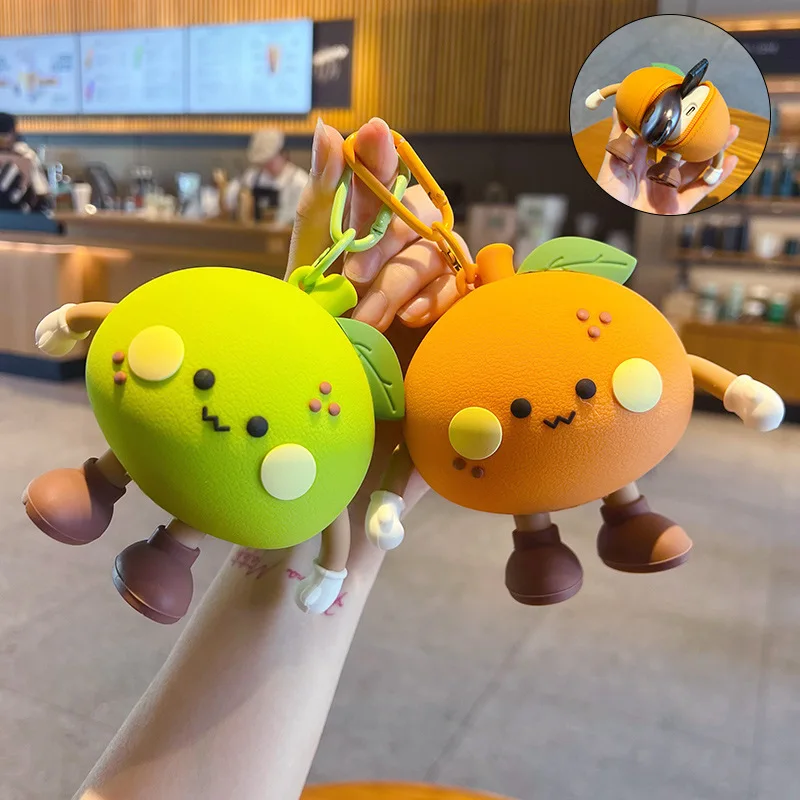

Fun Coin Purse Creative Orange Silicone Coin Purse Keychain Charm Headphone Pouch Pendant Couples Bags Doll Keychains Decoration