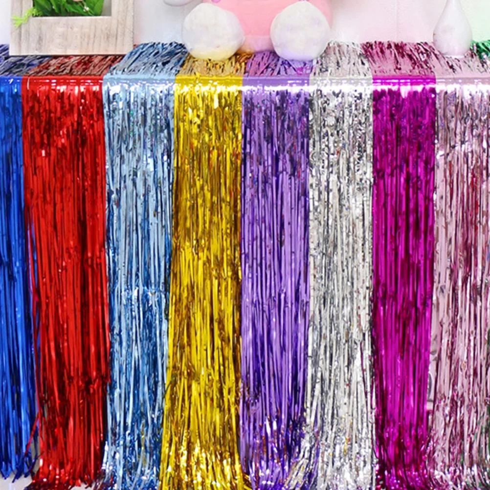 

3Pcs High Quality Plastic Tinsel Foil Curtain Green Fringe Backdrop for Party Wedding Photo Booth Background Foil Curtain