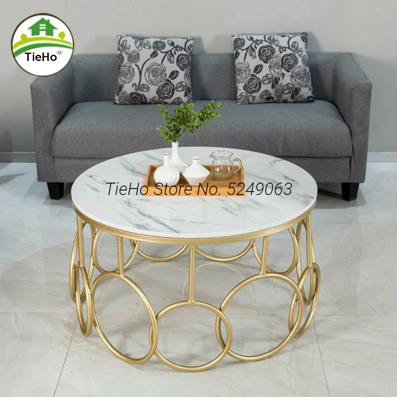 Taxe Incluse Table basse de luxe nordique en marbre, Table centrale pour salon, petit appartement, Table ronde, grande taille 80x45cm