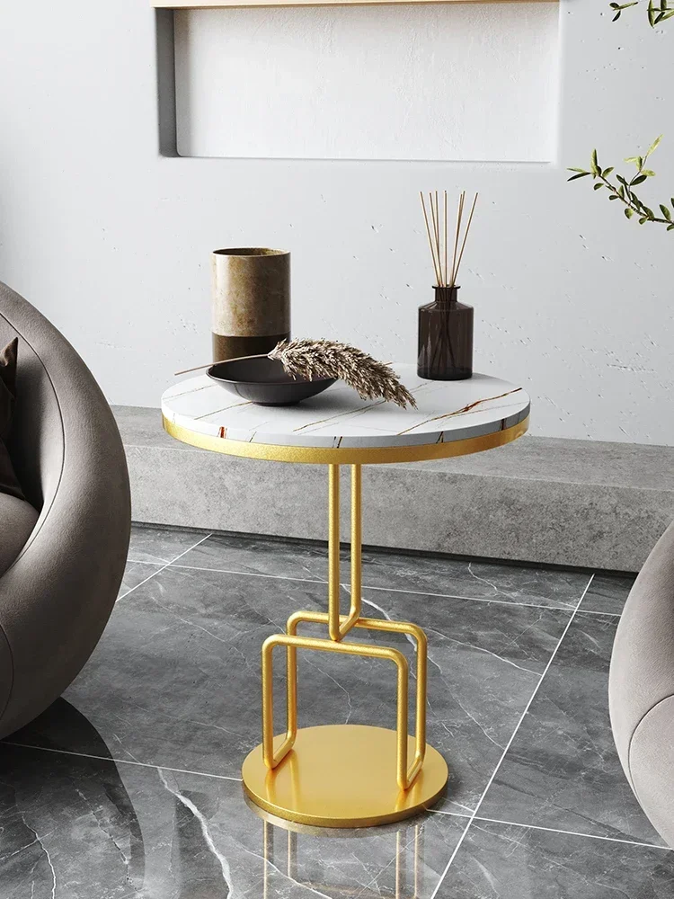 

LXSofa Side Table Creative Mini Small Coffee Table Iron Movable Nordic Stone Plate Corner Tablesss