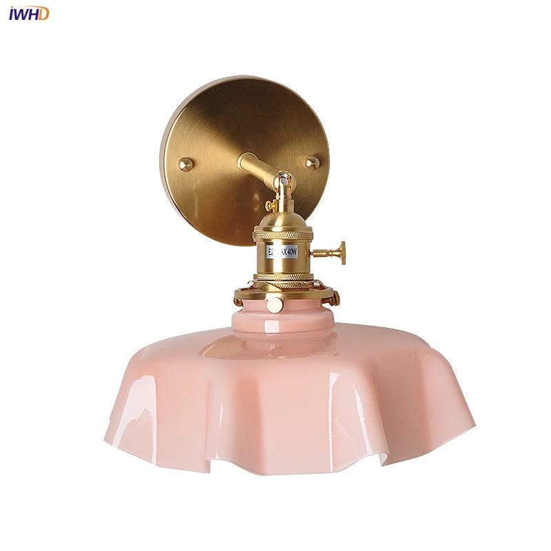 

IWHD Knob Switch LED Wall Lamp Sconce Restaurant Dining Living Room Copper Nordic Modern Glass Stair Light Fixtures Aplique Pare