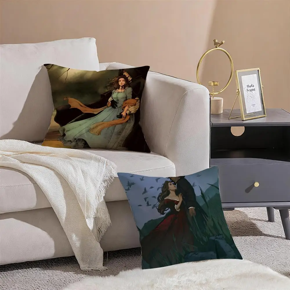 Brooding Poetic Fiction W-Wuthering Heights Cushion Cover Sofa Home Living Room Car Decor Washable Decorative Square Pillowcase
