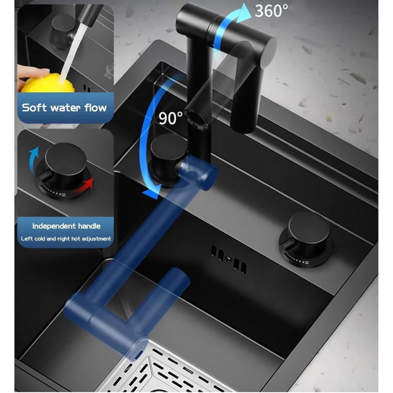 

(GGU) Складной смеситель-бар, раковина со скрытой крышкой, небольшая одинарная чаша из нержавеющей стали, кухня для балкона, автофургона (30*45 см) TQ