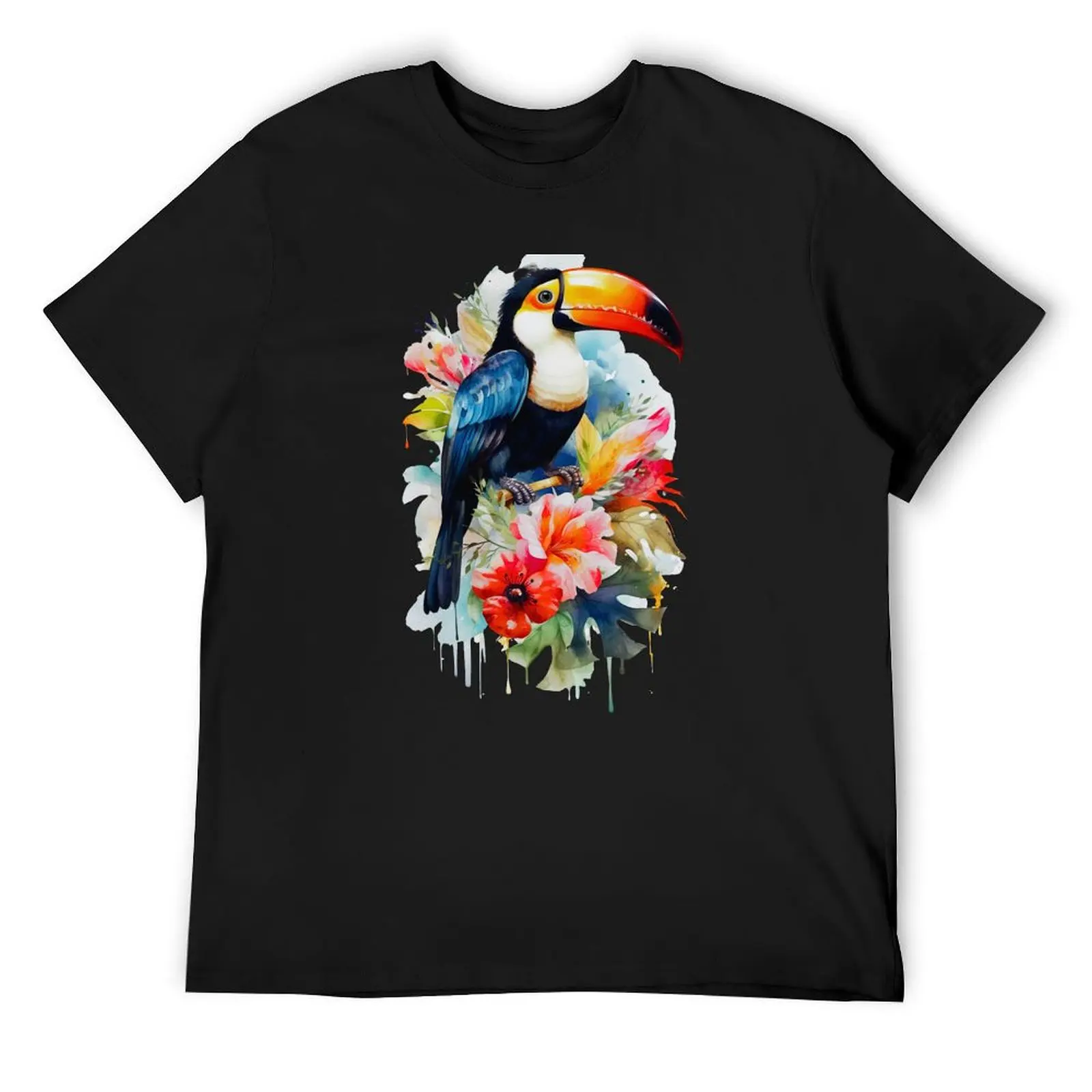 

Watercolor Tucan T-Shirt luxury t-shirt anime t shirts blue archive man clothes Men's t-shirt
