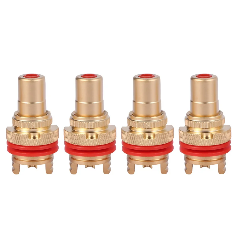 FULL-48Pcs Red+White RCA Female Socket Chassis High Quality RCA CMC Female Connector Phono Copper Plug Amp Hifi