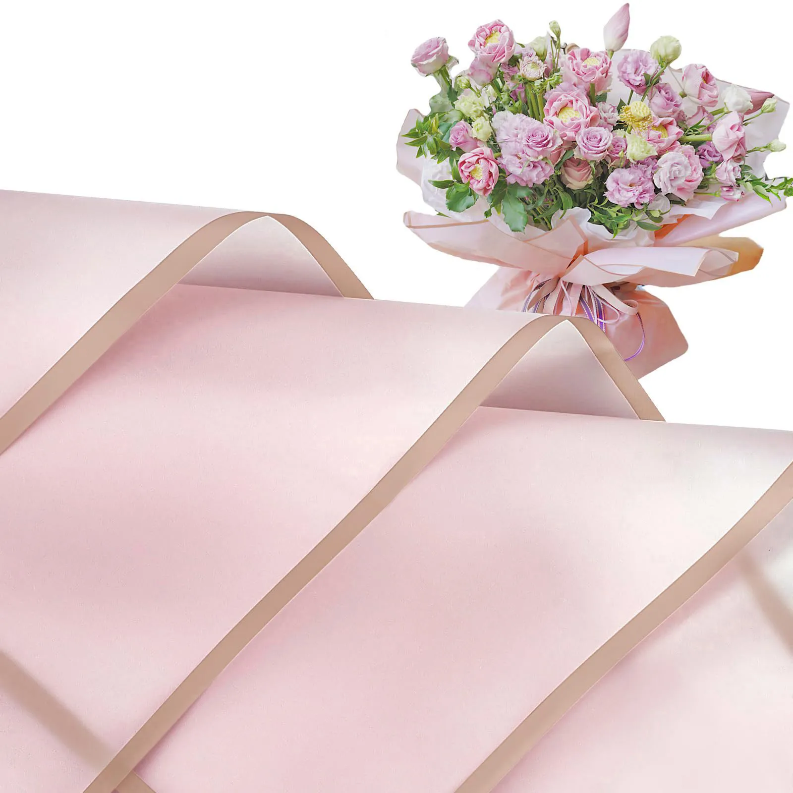 20 Sheets Flower Wrapping Paper with Golden Edges, Waterproof Bouquet Packaging - Perfect for DIY Weddings & Birthdays