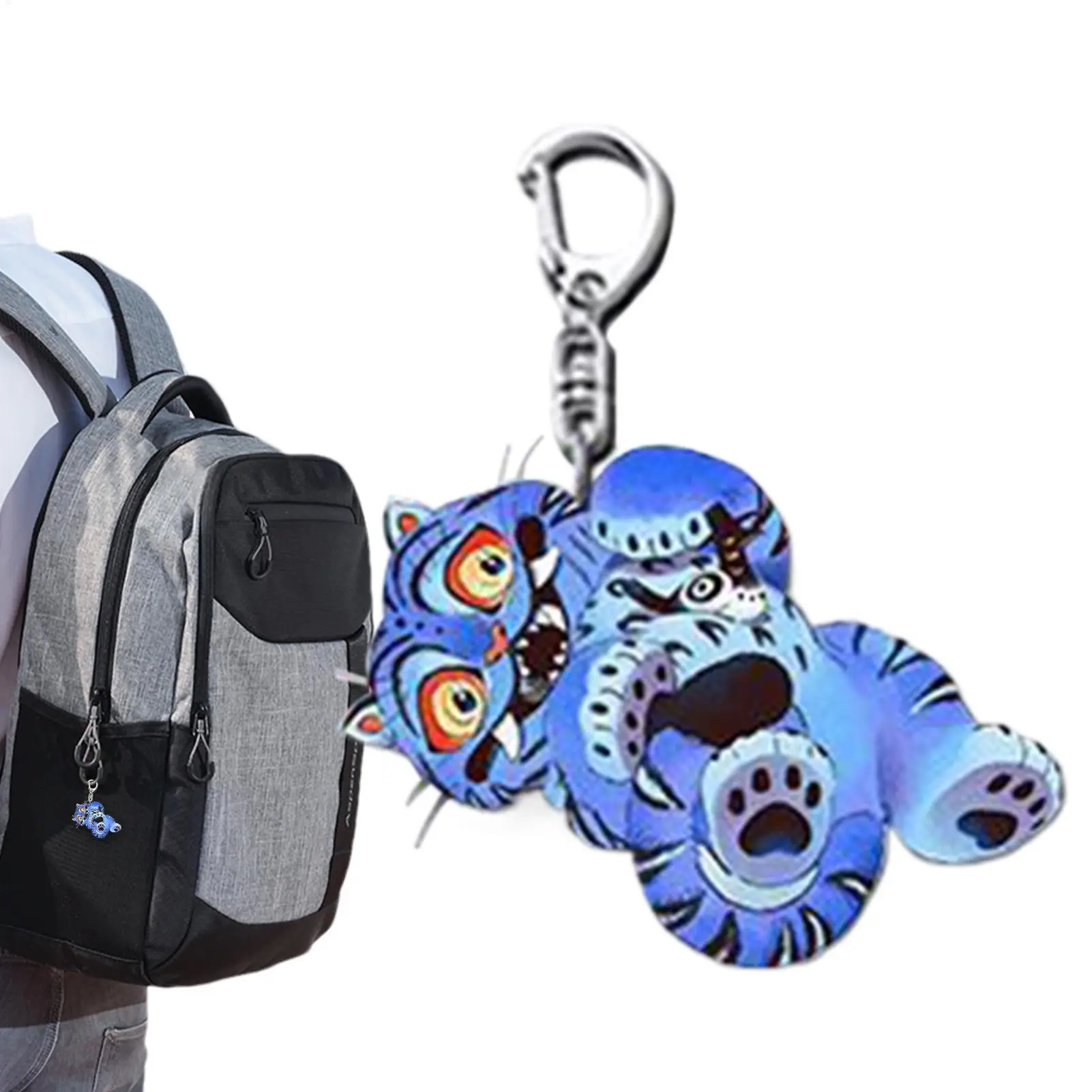 

Creative Cartoon PVC Keychain DemonHunters Anime Peripheral Cute Little Tiger Acrylic Keychain Student Backpack Pendant