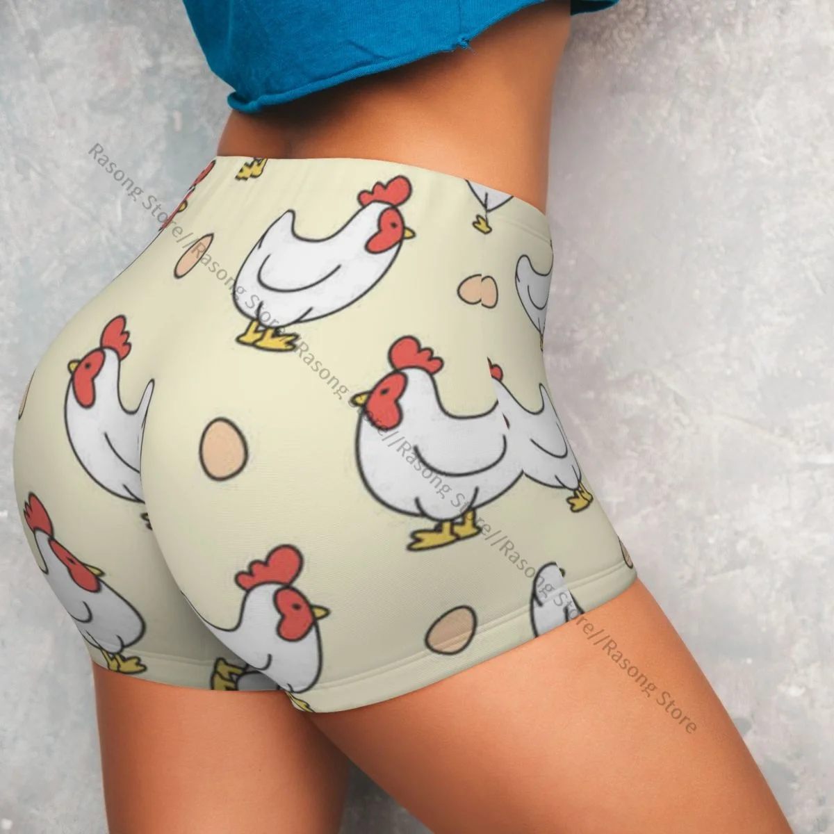 ヨガショーツ鶏と卵の背景女性バイカータイトな弾性トレーニングスポーツレギンススポーツウェア