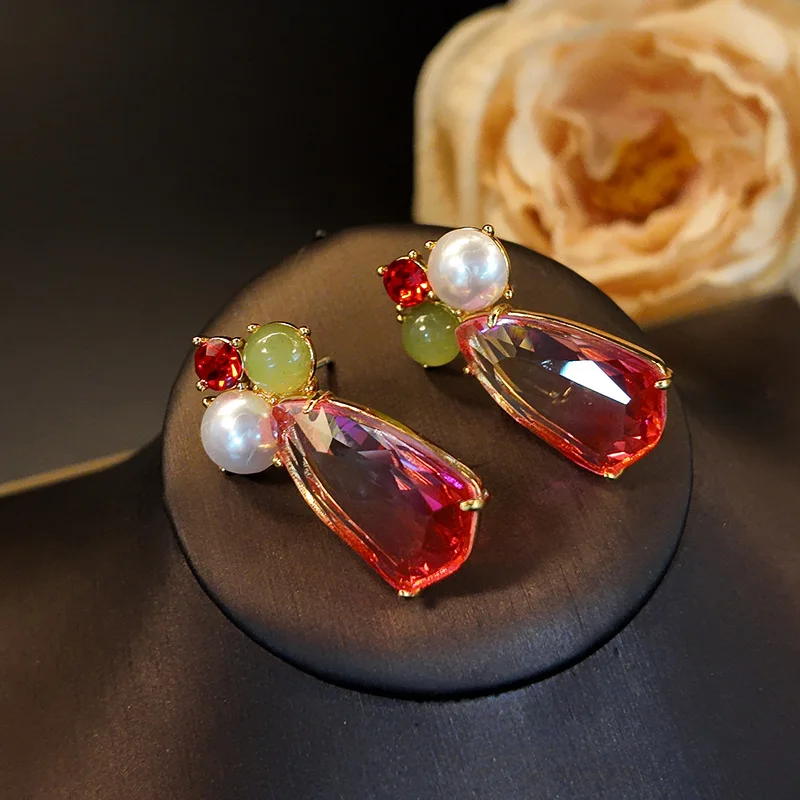 

Vintage High-end Round Pearl Tourmaline Cab, Daily Commuting, Elegant Earrings for Women, Autumn and Winter 2024 Trendy Jewelry