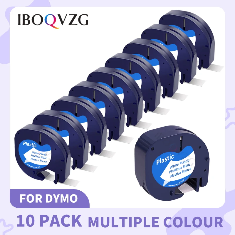 IBOQVZG 10PK For Dymo LetraTag Label Tapes 12mm LT Refills 91201 12267 for Dymo Label Maker LT-100H LT-110T QX50 2000 Typewriter