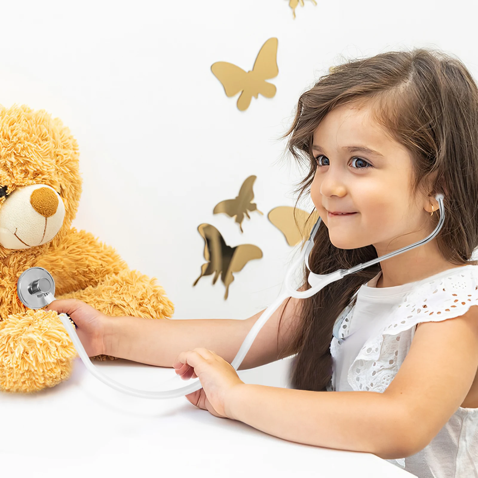 محاكاة سماعة الطبيب للأطفال لعب دور ممرضة طبيب المعدات الطبية لأداء المدرسة لعبة سماعة الطبيب للأطفال