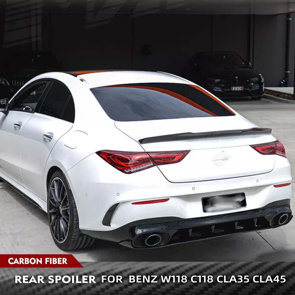 

For Mercedes-Benz CLA Class W118 C118 CLA35 CLA45 2019-2022 Carbon Fiber Car Rear Trunk Racing Spoiler Boot Lip Wing Spoiler