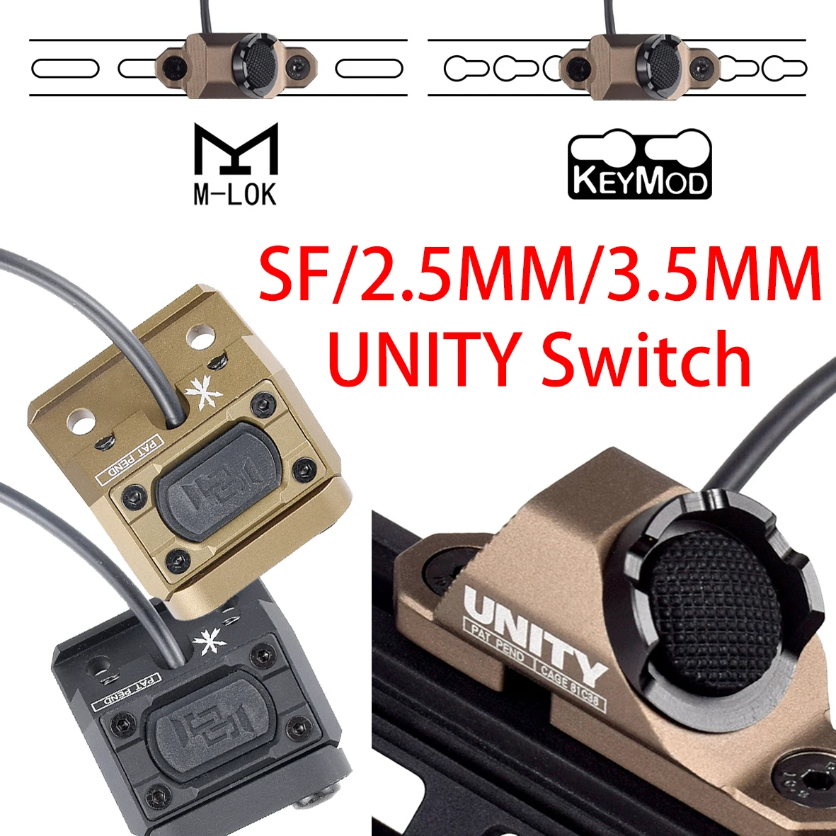 

UNITY Switch Remote Pressure For Surefire M300 M600 2.5/3.5mm/SF Plug Button For DBAL-A2 PEQ15 Laser Fit Mlok Keymod 20mm Rail