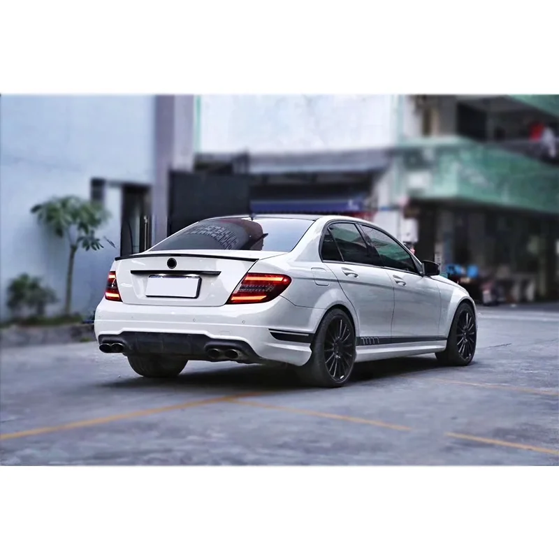 Whole Set Body Kit for C Class W204 C200 C260 C300 2007-2014 to C63 Front Rear Bumper Grille Side Skirt view 6