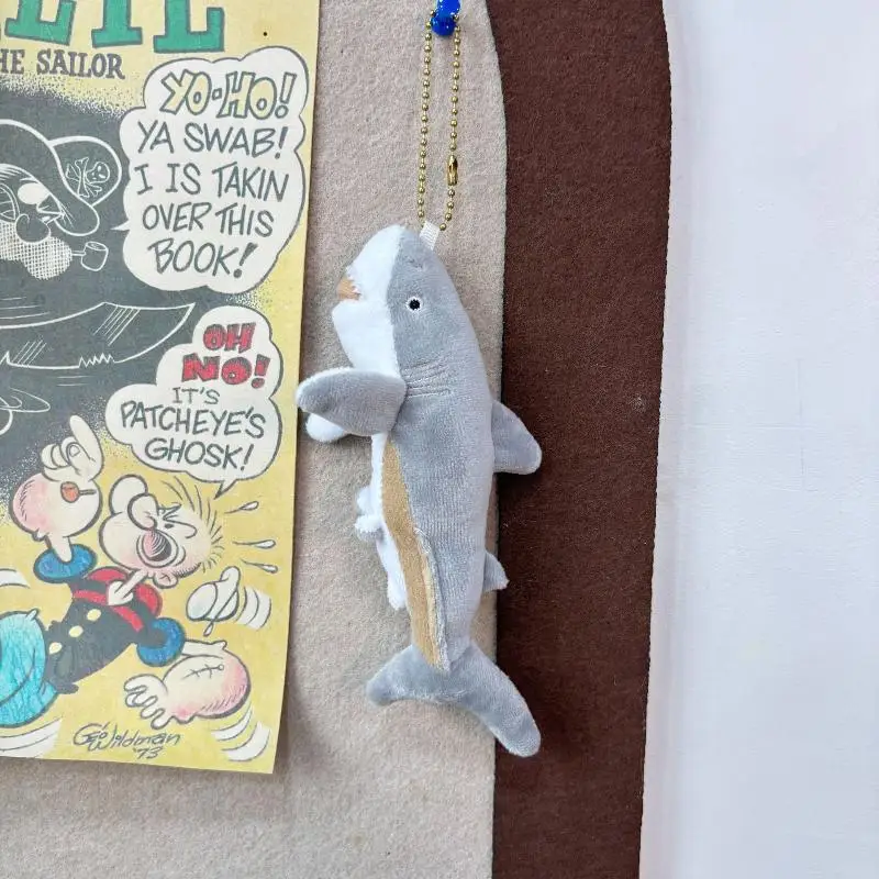 

Cute Cartoon Gray Shark Plush Keychain Lovely Stuffed Doll Keyring Bag Pendant Car Key Holder Hanging Decoration Lovely Gifts