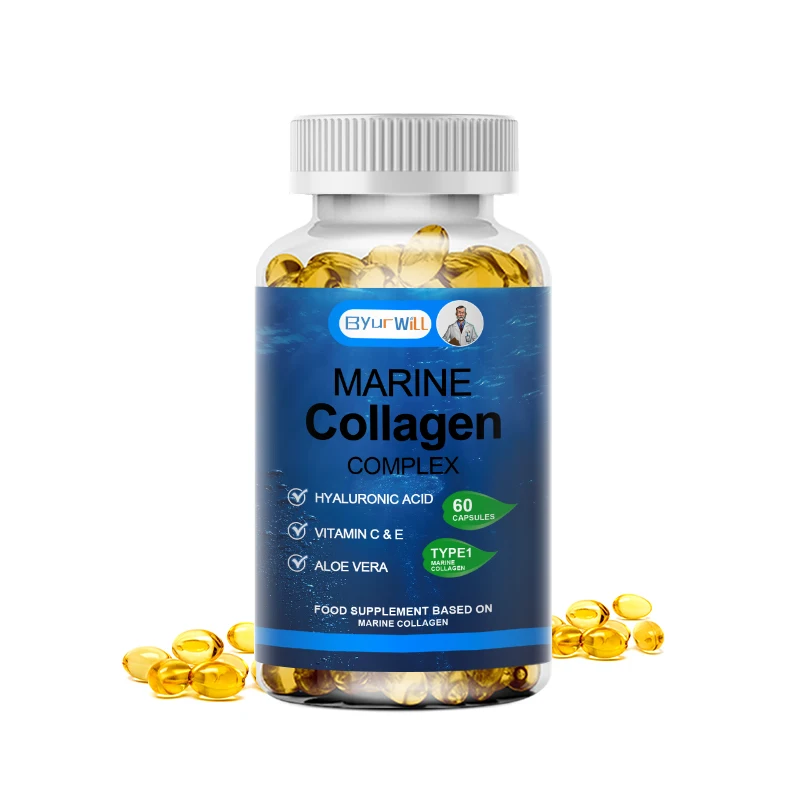 Marine Collagen Capsules with Hyaluronic Acid, Vitamin C & E - Preserve Beauty Firm Skin, Strong Nails & Hair, Healthy Joints