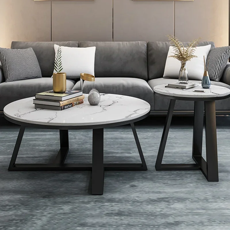 Light Luxury Nordic Coffee Tables Round Small Apartment Bar Club Side Table Simple Aesthetic Unique Muebles Office Furniture