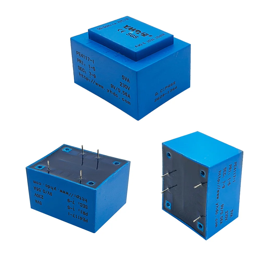 PE4117-I 5VA Blue PCB Welding Transformer 110V / 220V / 230V to 9V /12V Encapsulated Transformer