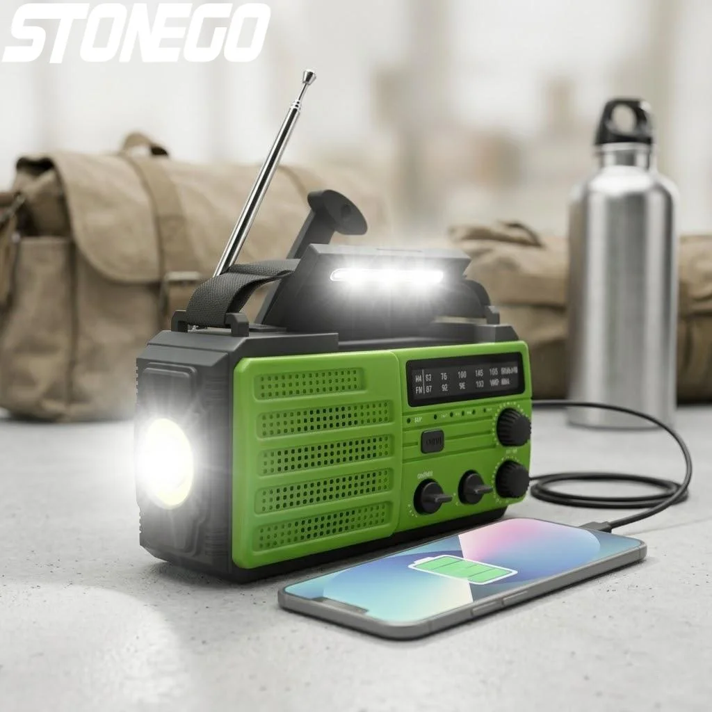 

Emergency Hand Crank Solar Rechargeable Flashlight Radio Multifunctional LED Reading Light Portable Emergency Radio