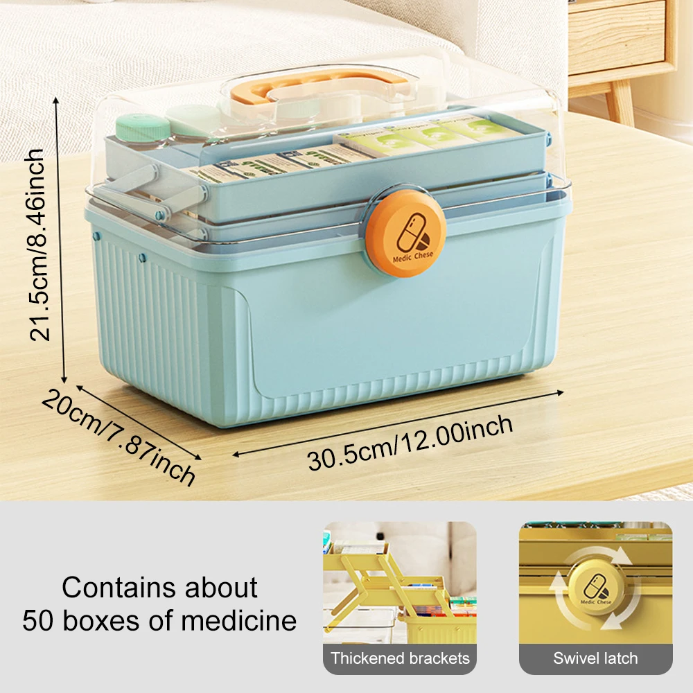 1Pc Grote Capaciteit Medicijndoos Voor Thuisgeneeskunde Opslag Multi-Layer Classificatie Home Medicine Box Wit Blauw Geel Pompoen