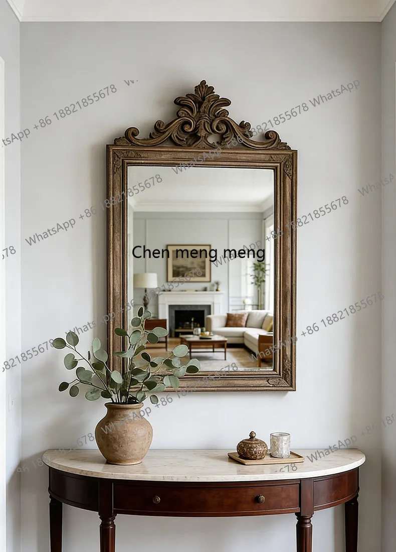 American bathroom mirror retro old makeup mirror French living room wall decorative mirror