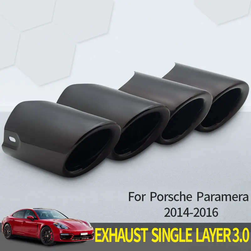 Car Accessories Stainless Quad Steel Exhaust Tip For PorscheExhaust single layer 3.0 For Porsche Paramera 2014-2016